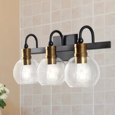 Jonathan Y Marais 21.5" 3-light Iron/glass Rustic Vintage Led Vanity Light In Metallic