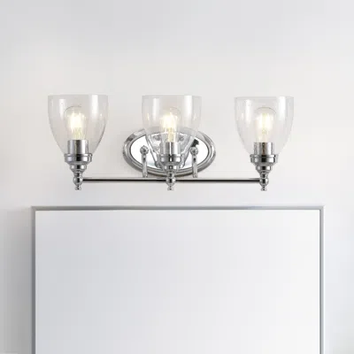 Jonathan Y Marais 22.5" 3-light Metal/glass Led Vanity In Metallic