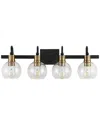 Jonathan Y Marais 29.75in 4-light Iron/glass Rustic Vintage Led Vanity Light In Metallic