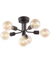 Jonathan Y Marcel 20in 6-light Globe Bistro Led Semi Flush Mount In Metallic