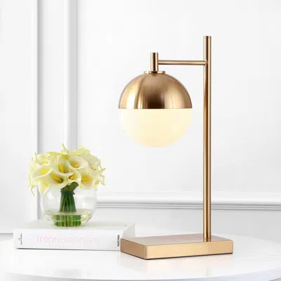 Jonathan Y Marcel 21" Iron/glass Art Deco Mid-century Globe Led Table Lamp In Gold