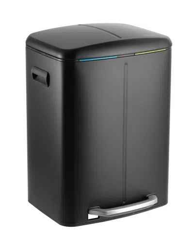 Jonathan Y Marco Rectangular Double Bucket Trash Can With Soft-close Lid In Black