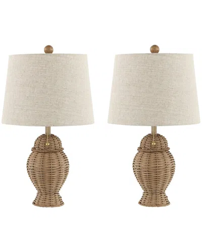 Jonathan Y Margie Wicker 20.5in Rustic Led Table Lamp In Brown