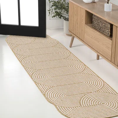 Jonathan Y Margot Modern Geometric Arch Stripe Indoor/outdoor Shaped Area Rug In Green