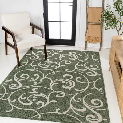 Jonathan Y Maribel Traditional Classic All-over Scroll Green/cream 8 Ft. X 10 Ft. Indoor/outdoor Area Rug