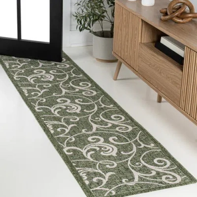 Jonathan Y Maribel Traditional Classic All-over Scroll Indoor/outdoor Area Rug In Green/cream