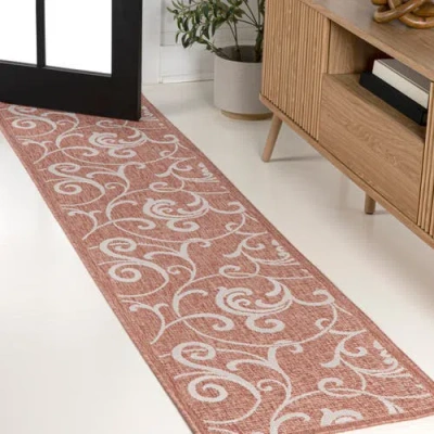 Jonathan Y Maribel Traditional Classic All-over Scroll Indoor/outdoor Area Rug In Salmon/cream