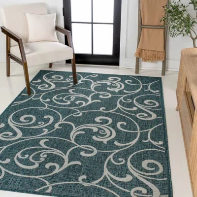 Jonathan Y Maribel Traditional Classic All-over Scroll Indoor/outdoor Area Rug In Blue