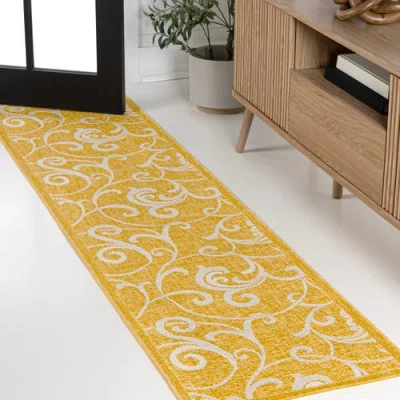 Jonathan Y Maribel Traditional Classic All-over Scroll Indoor/outdoor Area Rug In Yellow
