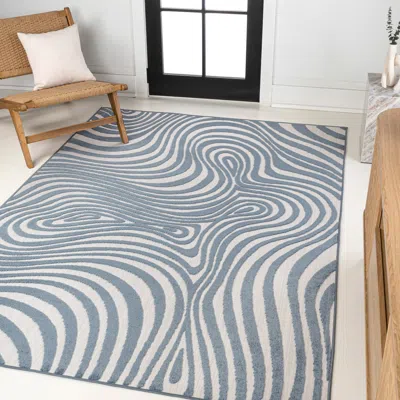 Jonathan Y Maribo High-low Abstract Groovy Striped Indoor/outdoor Area Rug In Blue