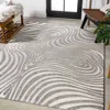 Jonathan Y Maribo High-low Abstract Groovy Striped Indoor/outdoor Area Rug In Gray/ivory