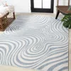 Jonathan Y Maribo High-low Abstract Groovy Striped Indoor/outdoor Area Rug In Light Blue/ivory