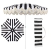 Jonathan Y Mariner 6.5 Ft. Classic Cottage Fringe Tassel Market Beach Umbrella With Push Button Tilt In Brown