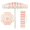 Jonathan Y Mariner 6.5 Ft. Classic Cottage Fringe Tassel Market Beach Umbrella With Push Button Tilt In Orange