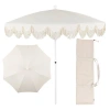 Jonathan Y Mariner 6.5 Ft. Classic Cottage Fringe Tassel Market Beach Umbrella With Push Button Tilt In Neutral