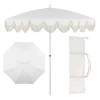 Jonathan Y Mariner 6.5 Ft. Classic Cottage Fringe Tassel Market Beach Umbrella With Push Button Tilt In White