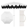 Jonathan Y Mariner 6.5 Ft. Classic Cottage Fringe Tassel Market Beach Umbrella With Push Button Tilt In Brown