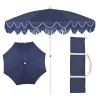 Jonathan Y Mariner 6.5 Ft. Classic Cottage Fringe Tassel Market Beach Umbrella With Push Button Tilt In Brown