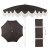 Jonathan Y Mariner 6.5 Ft. Classic Cottage Fringe Tassel Market Beach Umbrella With Push Button Tilt In Brown