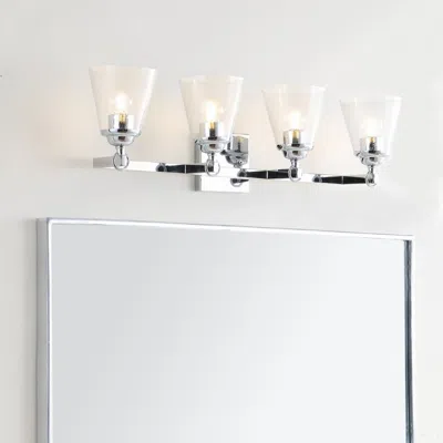 Jonathan Y Marion 28.5" 4-light Hurricane Metal/glass Vanity Light In Gray