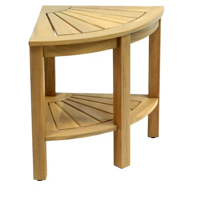 Jonathan Y Maris 18" Classic Coastal Solid Acacia Wood Indoor/outdoor Corner Shower Bench With Shelf