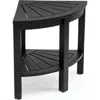 Jonathan Y Maris 18" Classic Coastal Solid Acacia Wood Indoor/outdoor Corner Shower Bench With Shelf In Black