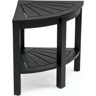 Jonathan Y Maris 18" Classic Coastal Solid Acacia Wood Indoor/outdoor Corner Shower Bench With Shelf In Black