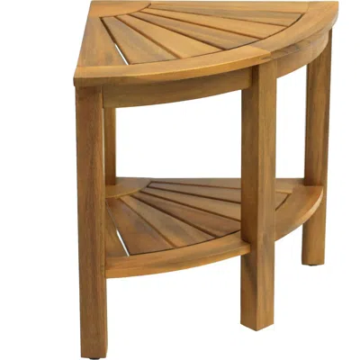 Jonathan Y Maris 18" Classic Coastal Solid Acacia Wood Indoor/outdoor Corner Shower Bench With Shelf In Brown