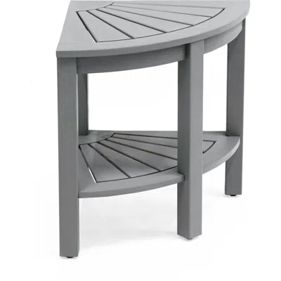 Jonathan Y Maris 18" Classic Coastal Solid Acacia Wood Indoor/outdoor Corner Shower Bench With Shelf In Gray