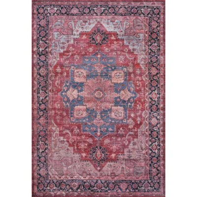 Jonathan Y Maris Ornate Medallion Machine-washable Area Rug In Red/black/blue