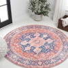 Jonathan Y Maris Ornate Medallion Machine-washable Round Area Rug In Terracotta/navy