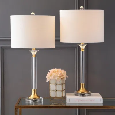 Jonathan Y Mark 28" Crystal/metal Led Table Lamp (set Of 2) In Pink