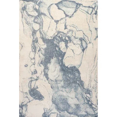 Jonathan Y Marmo Abstract Marbled Modern Area Rug In Blue/cream
