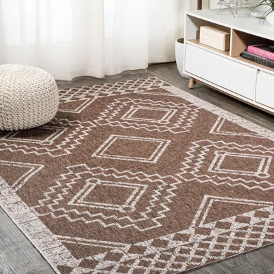 Jonathan Y Marokko Diamond  Medallion Indoor/outdoor Area Rug In Brown/beige