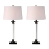 Jonathan Y Designs Set Of 2 Mason 30in Glass & Metal Table Lamps In Black/clear