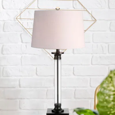 Jonathan Y Mason 30" Glass And Metal Led Table Lamp (set Of 2) In Black