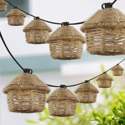 Jonathan Y Maui 10-light Indoor/outdoor Mid-century Vintage Incandescent G40 Tiki Hut Hemp Rope Shad In Brown
