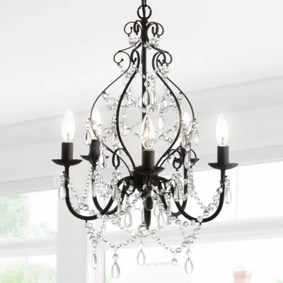 Jonathan Y Maura 5-light 17" Crystal/metal Led Chandelier In Metallic