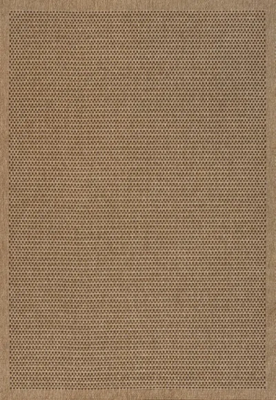 Jonathan Y Maxine Easy Jute Contemporary Border Boho Fine Rib Weave Indoor/outdoor Area Rug In Brown