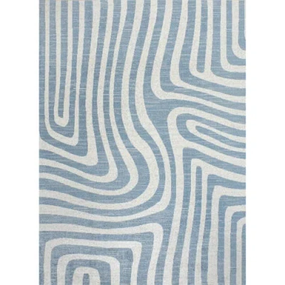 Jonathan Y Maze Abstract Two-tone Low-pile Machine-washable Area Rug In Blue/cream