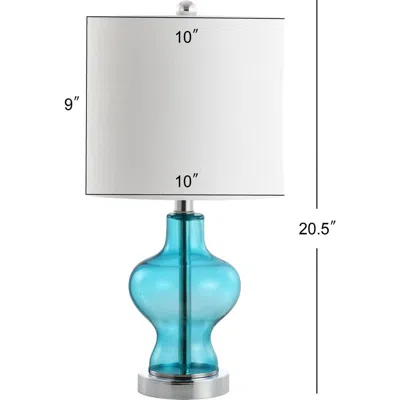 Jonathan Y Mer Glass/metal Led Table Lamp In Aqua