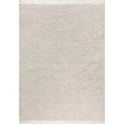 Jonathan Y Mercer Shag Plush Tassel Area Rug In Cream