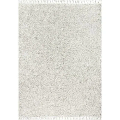Jonathan Y Mercer Shag Plush Tassel Area Rug In White