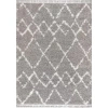 Jonathan Y Mercer Shag Plush Tassel Moroccan  Geometric Trellis Area Rug In Gray/ivory