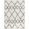 Jonathan Y Mercer Shag Plush Tassel Moroccan  Geometric Trellis Area Rug In Ivory/gray
