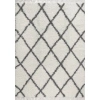 Jonathan Y Mercer Shag Plush Tassel Moroccan Geometric Trellis Denim Area Rug In Cream/gray