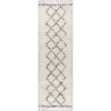 Jonathan Y Mercer Shag Plush Tassel Moroccan  Geometric Trellis Denim Area Rug In Cream/gray