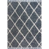 Jonathan Y Mercer Shag Plush Tassel Moroccan Geometric Trellis Denim Area Rug In Denim Blue/cream