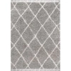 Jonathan Y Mercer Shag Plush Tassel Moroccan Geometric Trellis Denim Area Rug In Gray/cream