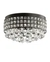 Jonathan Y Meredith 14.5" 3-light Crystal Drops/metal Led Flush Mount In Black,clear